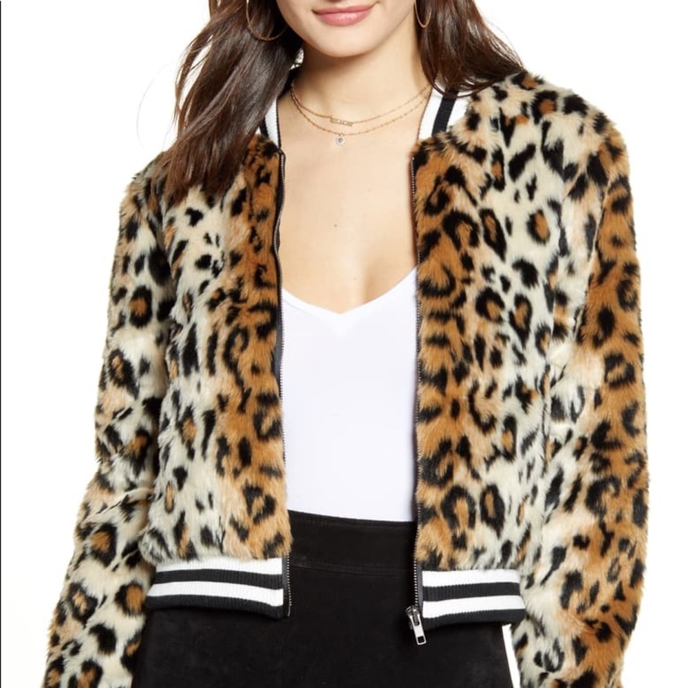 JACK by BB DAKOTA leopard faux fur bomber
